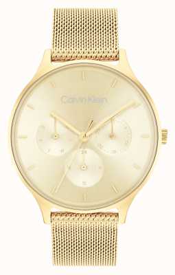 Calvin Klein Relógio multifuncional dia e data em aço dourado 25200103