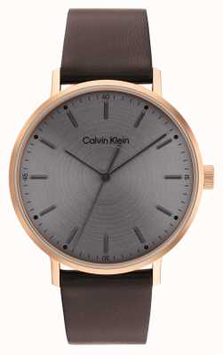 Calvin Klein Mostrador cinza sunray masculino | alça de couro marrom 25200051