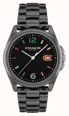 Coach Greyson das mulheres | mostrador preto | pulseira de cerâmica preta 14503927