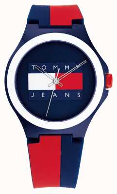 Tommy Jeans Relógio Berlim azul, vermelho e branco com pulseira de silicone 1720025