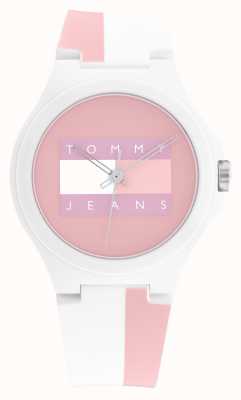 Tommy Jeans Berlim relógio pulseira de silicone rosa e branco 1720026
