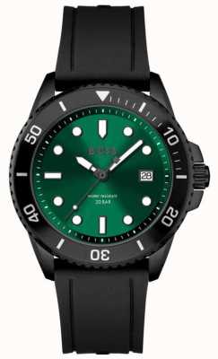 BOSS Ás dos homens | mostrador verde | pulseira de borracha preta 1513915