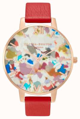 Olivia Burton Conjunto de relógio pop art e pulseira de malha de ouro rosa intercambiável OBGSET152