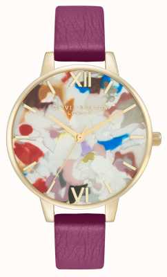 Olivia Burton Conjunto de relógios pop art e pulseiras de malha dourada intercambiáveis OBGSET153
