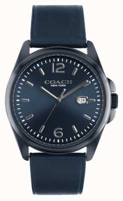 Coach Relógio com pulseira de couro azul Greyson mostrador azul 14602587