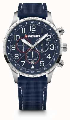 Wenger Atitude crono mostrador azul pulseira de silicone azul 01.1543.117