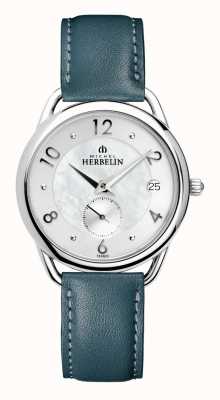 Herbelin Relógio feminino madrepérola com pulseira de couro azul 18397AP29BV
