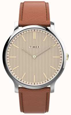 Timex Galeria | mostrador bege | alça de couro bege TW2V28200