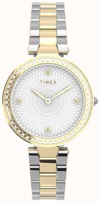 Timex Adorne com cristais dois tons de ouro e prata relógio em tons TW2V24500