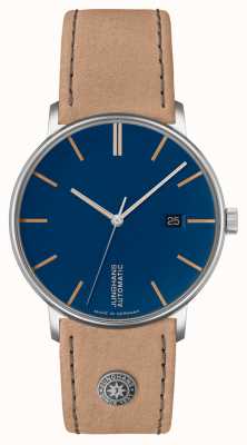 Junghans Forma um | mostrador azul | alça de couro bege 27/4239.00