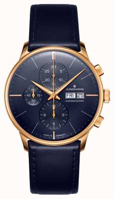 Junghans Meister cronoscópio dia inglês mostrador azul cristal de safira 27/7024.03