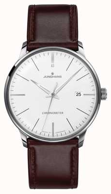 Junghans Meister cronômetro masculino pulseira de couro marrom cristal de safira 27/4130.02