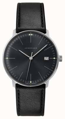 Junghans Relógio masculino max bill quartzo mostrador preto liso couro preto safira 41/4465.02