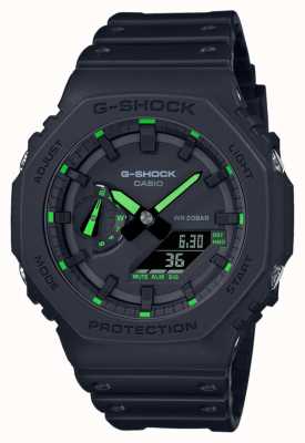 Casio G-shock 2100 utilitário preto série verde neon detalhes GA-2100-1A3ER