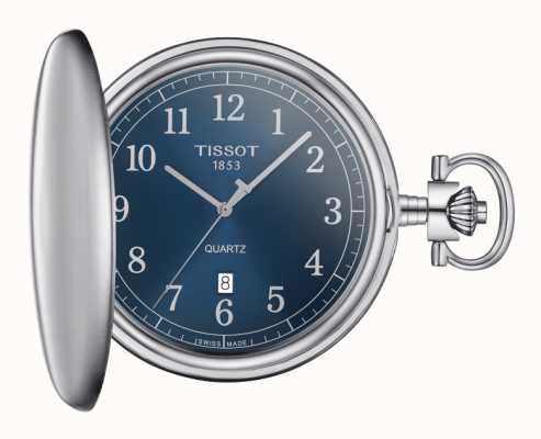 Tissot Savonnette relógio de bolso com mostrador azul quartzo T8624101904200