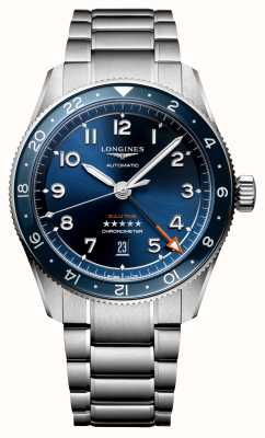 LONGINES Spirit zulu time gmt 42mm pulseira de aço com mostrador azul L38124936