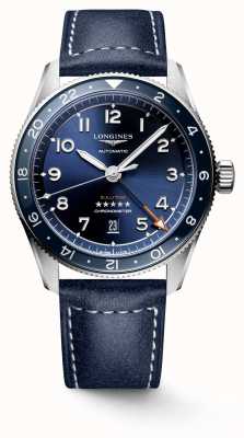 LONGINES Spirit zulu time gmt 42mm mostrador azul pulseira de couro azul L38124932