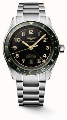 LONGINES Spirit zulu time gmt 42mm verde pulseira de aço com moldura L38124636