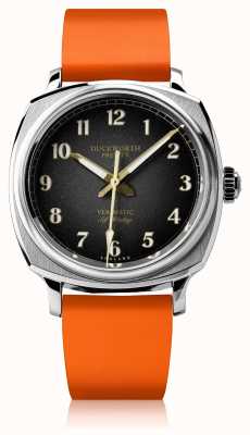 Duckworth Prestex Verimatic | automático | mostrador preto | pulseira de borracha laranja D891-01-OR