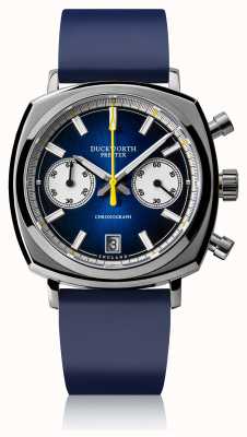 Duckworth Prestex Crono 42 | mostrador azul | pulseira de borracha azul D550-03-DR