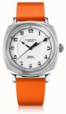 Duckworth Prestex Bolton verimatic | automático | mostrador branco | pulseira de borracha laranja D703-02-OR