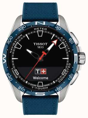 Tissot T-Touch Connect Solar Titanium (47,5 mm) mostrador preto / pulseira de couro sintético azul T1214204705106