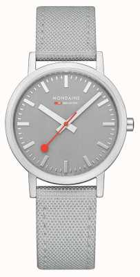 Mondaine Relógio clássico cinza bom de 36 mm com pulseira cinza reciclada A660.30314.80SBH