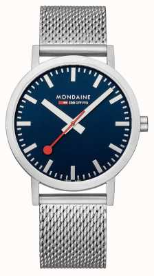 Mondaine Relógio clássico de malha de aço com mostrador azul de 40 mm A660.30360.40SBJ