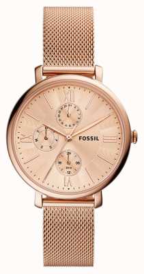 Fossil Jaqueline feminina | mostrador de ouro rosa | pulseira de malha de ouro rosa ES5098