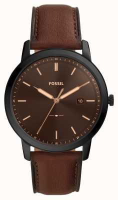 Fossil minimalista masculino | mostrador marrom | alça de couro marrom FS5841