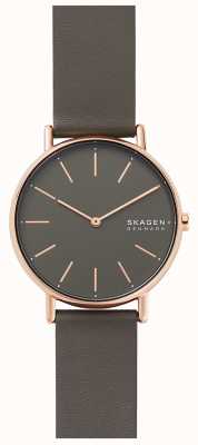 Skagen Relógio com pulseira de couro ecológico Signatur carvão SKW2794