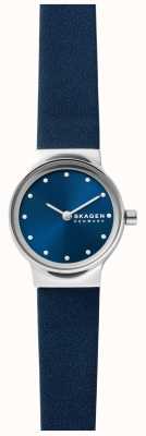 Skagen Freja Lille relógio de couro ecológico azul oceano SKW3007