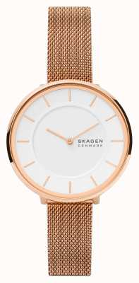 Skagen Gitte relógio de malha de aço inoxidável em tom de ouro rosa SKW3013
