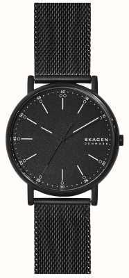 Skagen Relógio masculino de malha milanesa monocromático preto Signatur para homem SKW6579