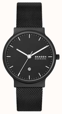 Skagen Ancher date meia-noite relógio de malha de aço inoxidável SKW6778
