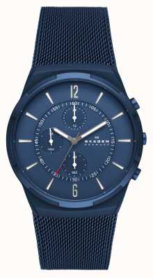 Skagen Melbye cronógrafo cronógrafo relógio de malha de aço inoxidável azul oceano SKW6803