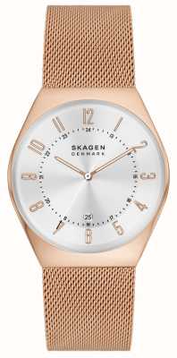 Skagen Relógio com pulseira de malha de aço inoxidável em tom de ouro rosa Grenen SKW6818