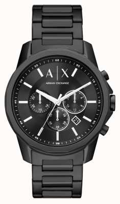 Armani Exchange Mostrador cronógrafo preto | pulseira de aço inoxidável preta AX1722
