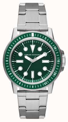 Armani Exchange Masculino | mostrador verde | pulseira de aço inoxidável AX1860