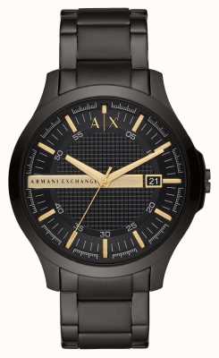 Armani Exchange Masculino | mostrador preto | pulseira de aço inoxidável preta AX2413