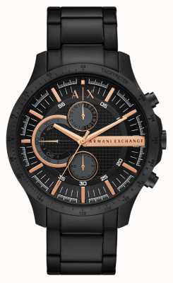 Armani Exchange Masculino | mostrador cronógrafo preto | pulseira de aço inoxidável preta AX2429