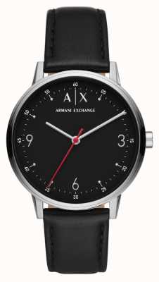 Armani Exchange Masculino | mostrador preto | alça de couro preta AX2739