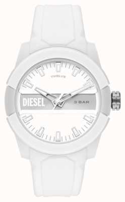 Diesel Relógio masculino com pulseira de silicone monocromática branca dupla DZ1981