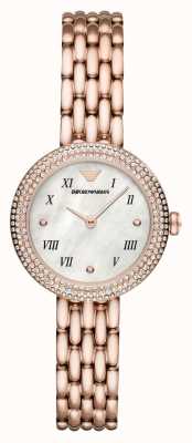 Emporio Armani Feminino | mostrador madrepérola | pulseira de aço inoxidável de ouro rosa AR11355