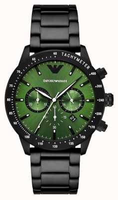 Emporio Armani Masculino | mostrador verde | pulseira de aço inoxidável preta AR11472