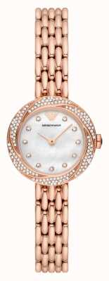 Emporio Armani Feminino | mostrador madrepérola | pulseira de aço inoxidável de ouro rosa AR11474