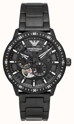 Emporio Armani Automático masculino | mostrador preto | pulseira de aço inoxidável preta AR60054
