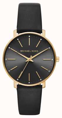Michael Kors Relógio de couro preto e tom de ouro pyper MK2747