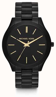 Michael Kors Relógio fino de aço inoxidável monocromático preto para passarela MK3221