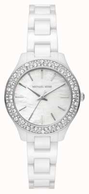 Michael Kors Relógio feminino de cerâmica branca Liliane MK4649